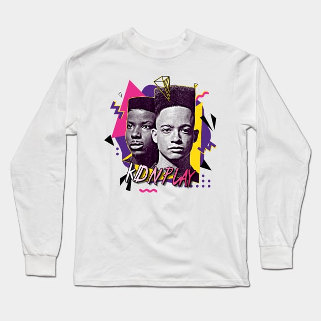 Kid N Play Retro 90s Graphic FanArt Long Sleeve T-Shirt by darklordpug